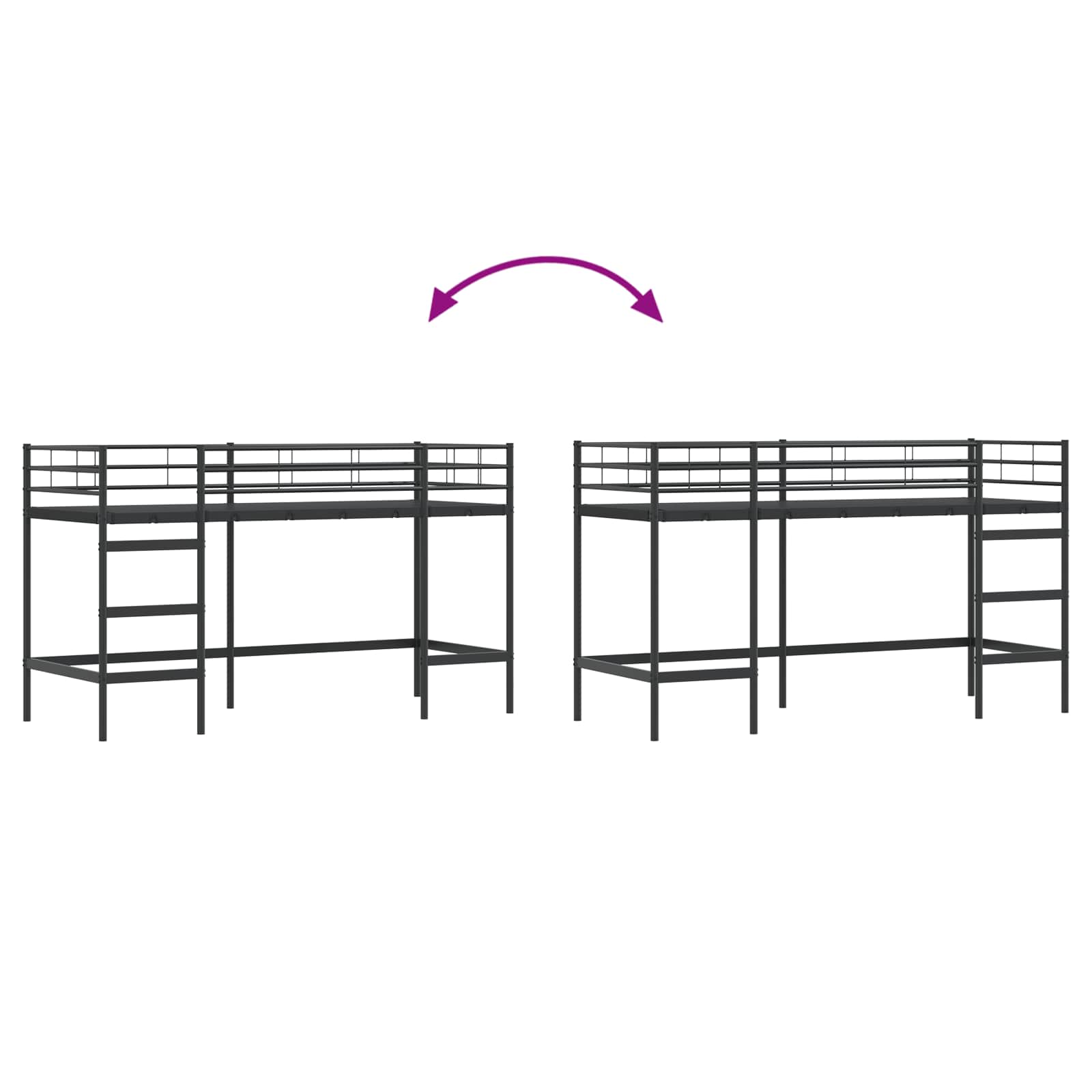 Okvir Krevet za Dječji Loft Crna 99,5 x 190 cm Čelik