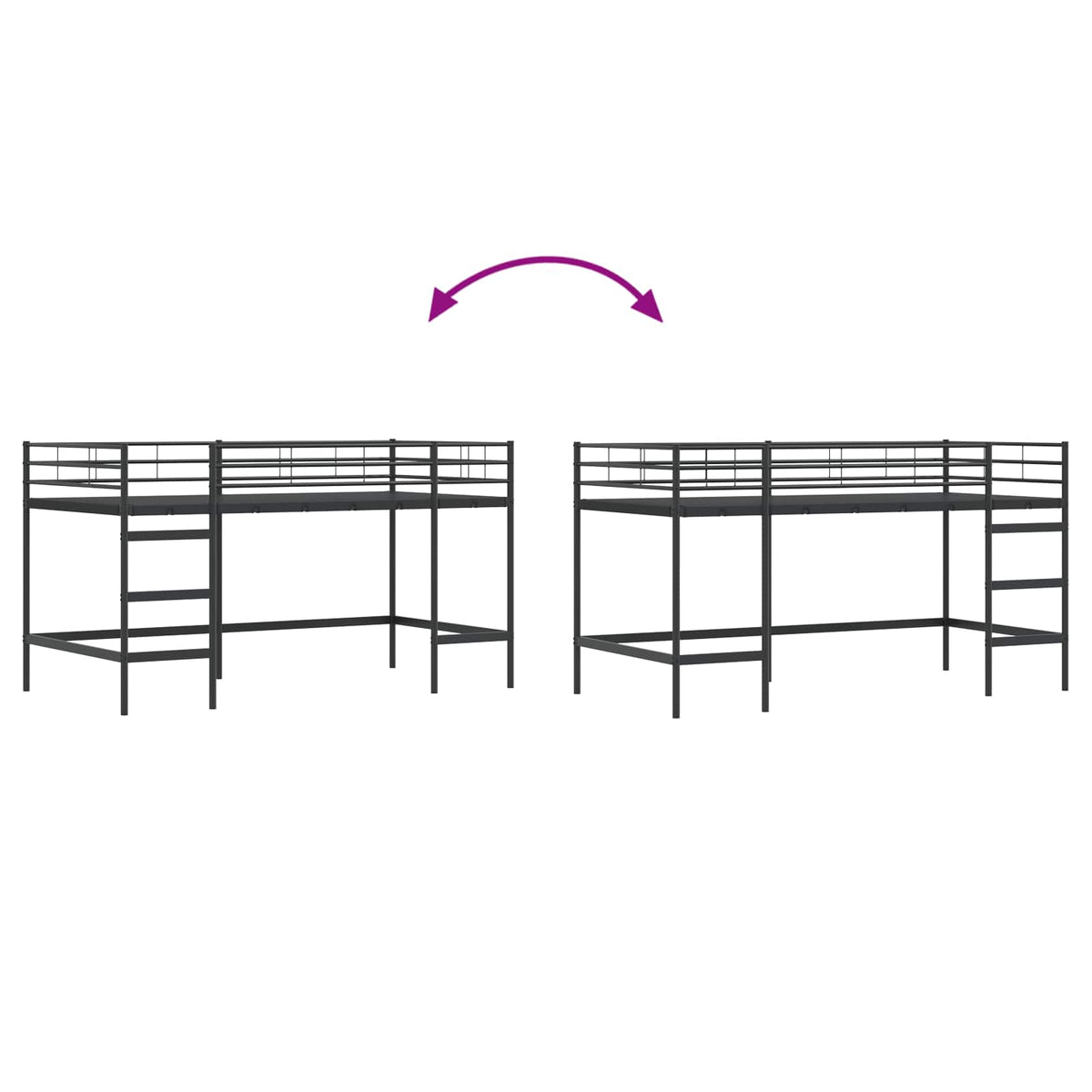 Okvir Krevet za Dječji Loft Crna 107 x 200 cm Čelik