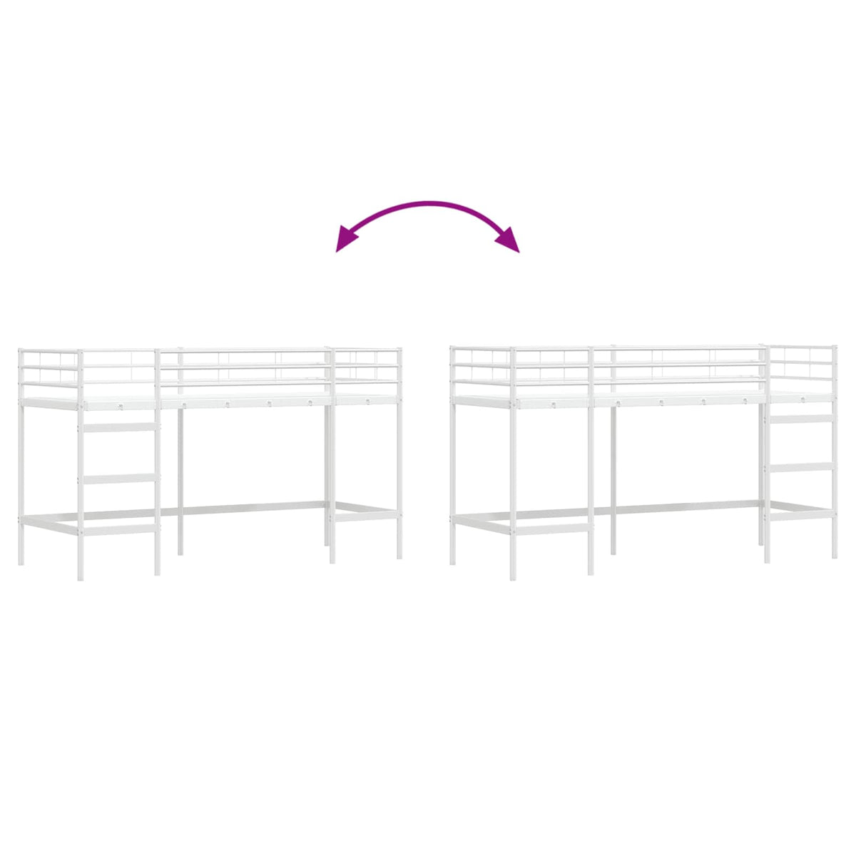 Okvir Krevet za Dječji Loft Bijelo 74,5 x 190 cm Čelik