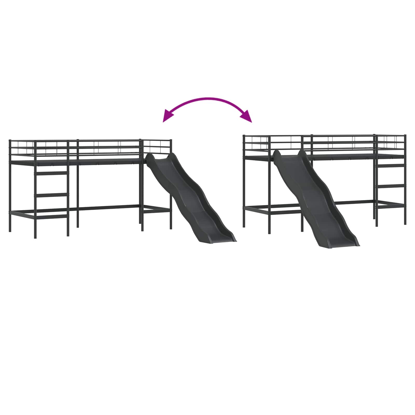 Krevet na kat za djecu s toboganom Crna i antracit 75 x 190 cm