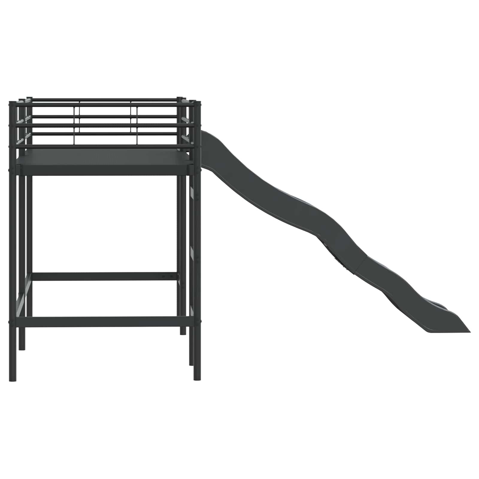 Krevet na kat za djecu s toboganom Crna i antracit 75 x 190 cm