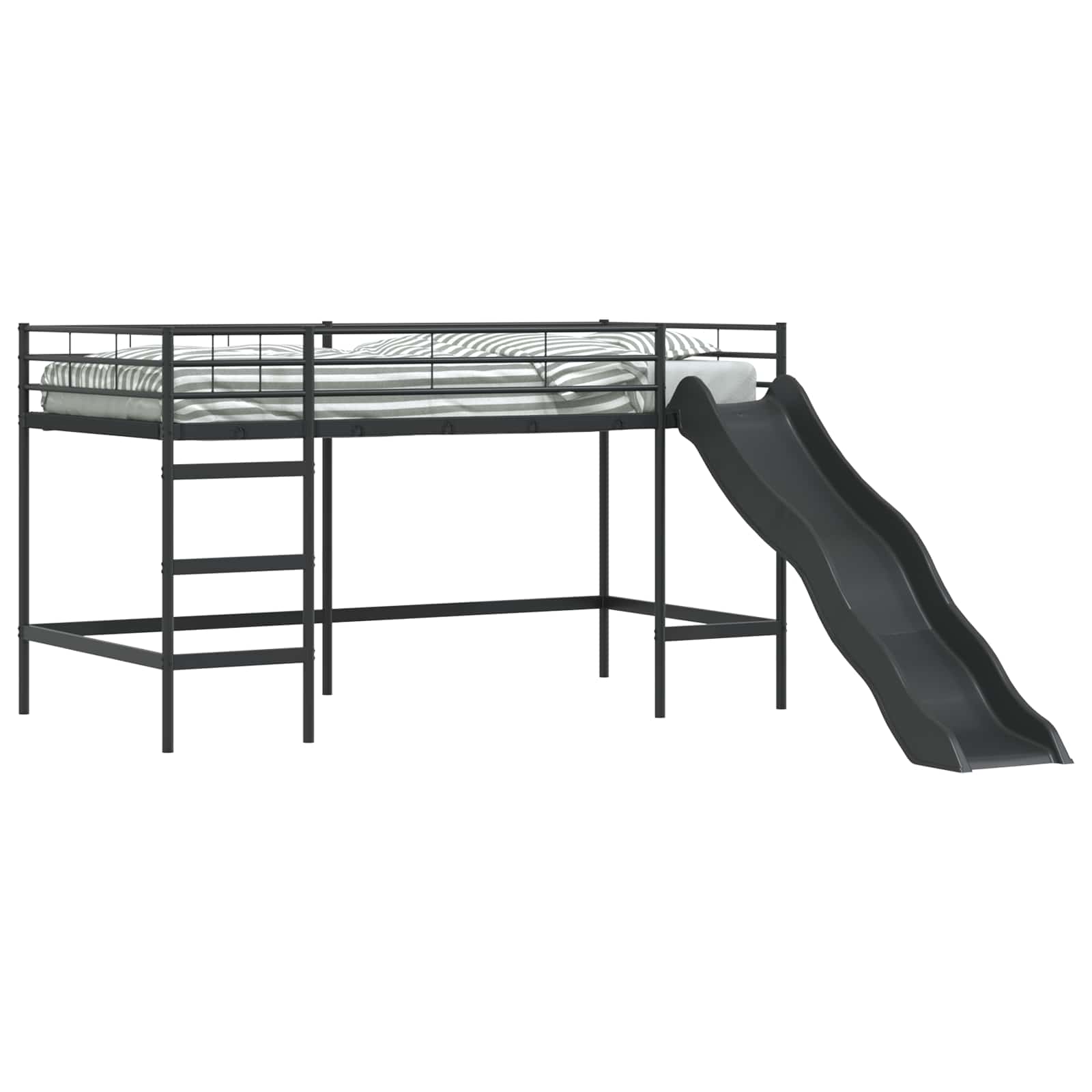 Krevet na kat za djecu s toboganom Crna i antracit 80 x 200 cm