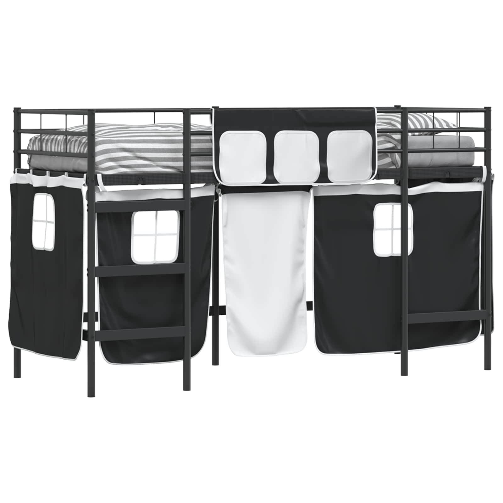 Krevet na kat za djecu s zavjesama Crna 75 x 190 cm