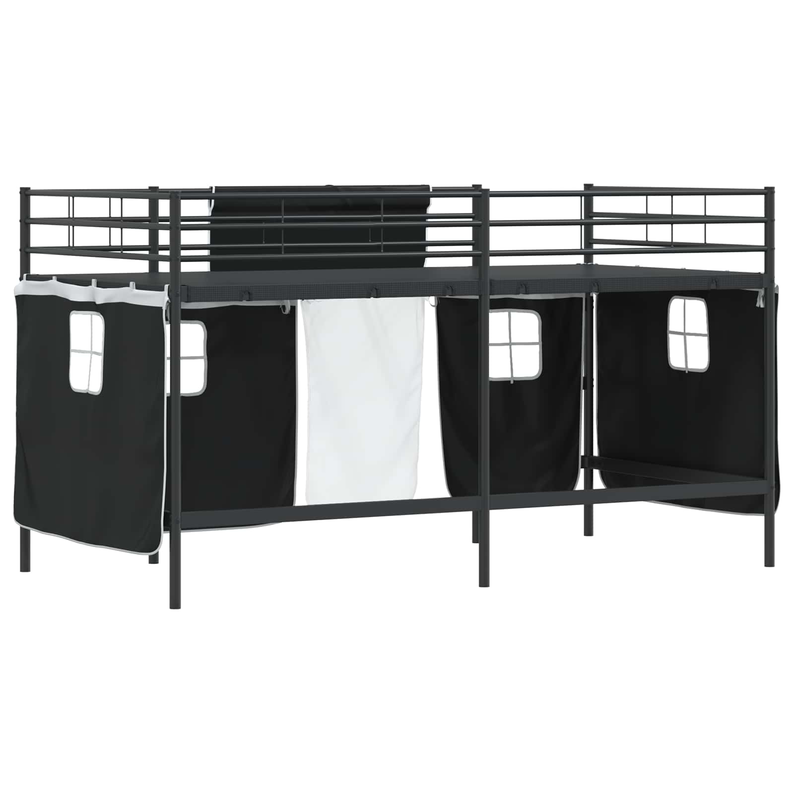 Krevet na kat za djecu s zavjesama Crna 80 x 200 cm