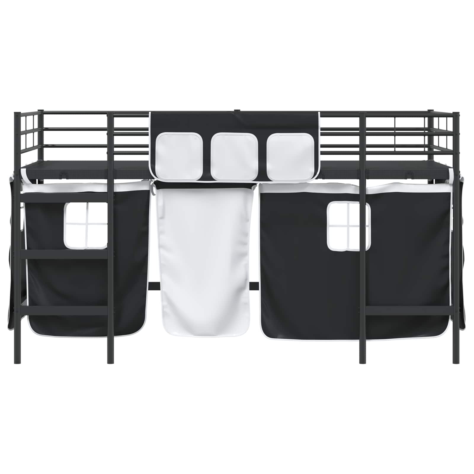 Krevet na kat za djecu s zavjesama Crna 80 x 200 cm