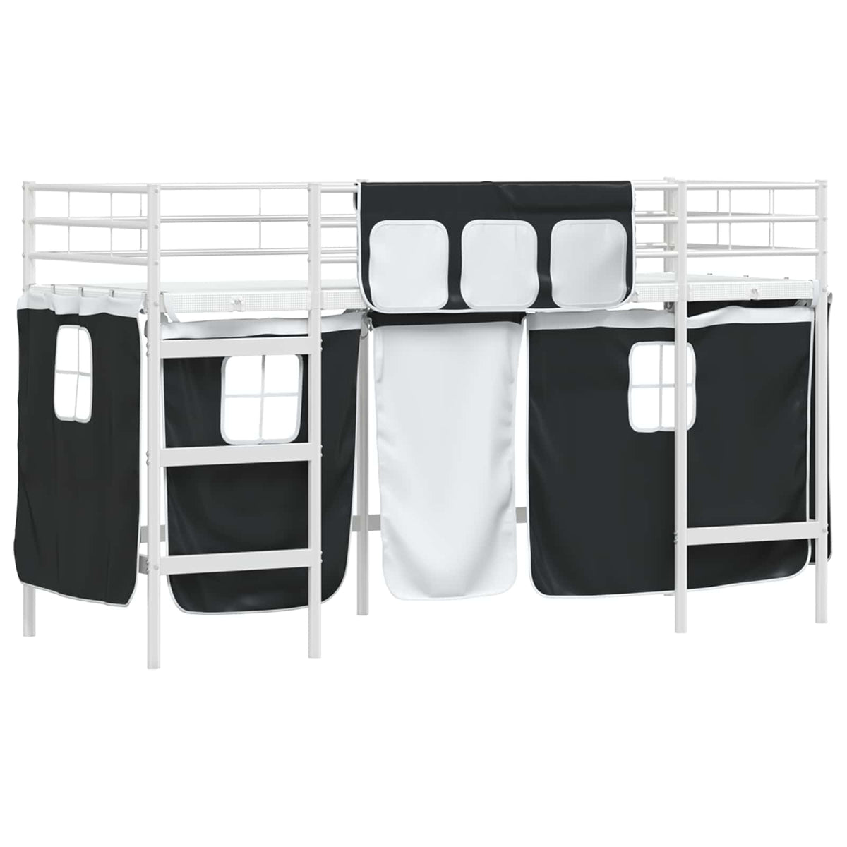 Krevet na kat za djecu s zavjesama Bijela i crna 75 x 190 cm