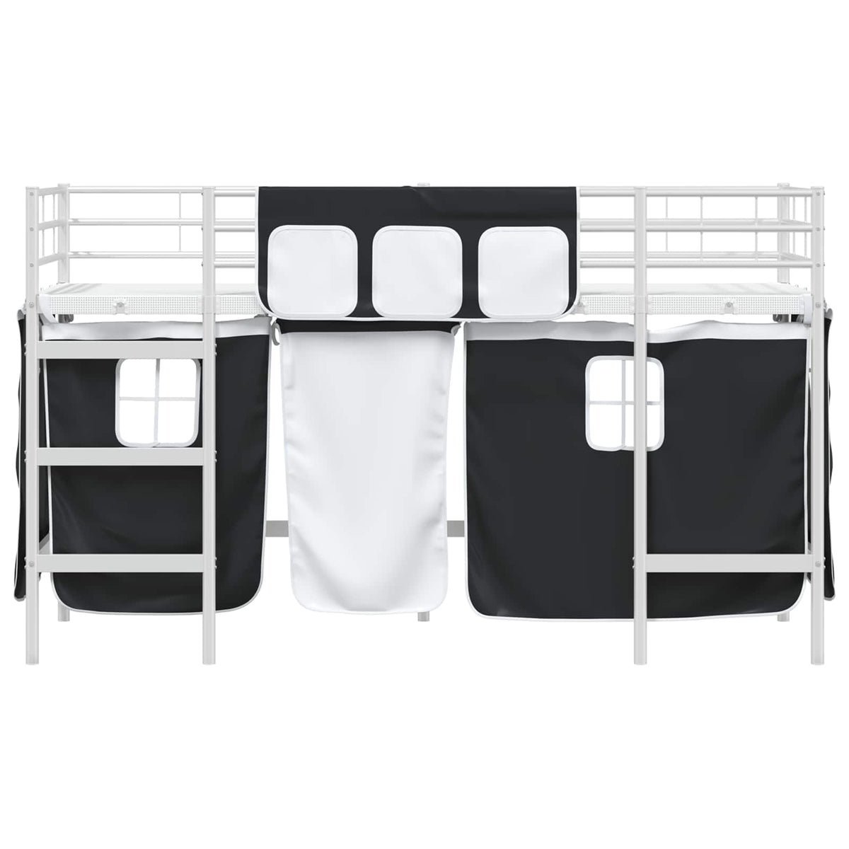 Krevet na kat za djecu s zavjesama Bijela i crna 75 x 190 cm