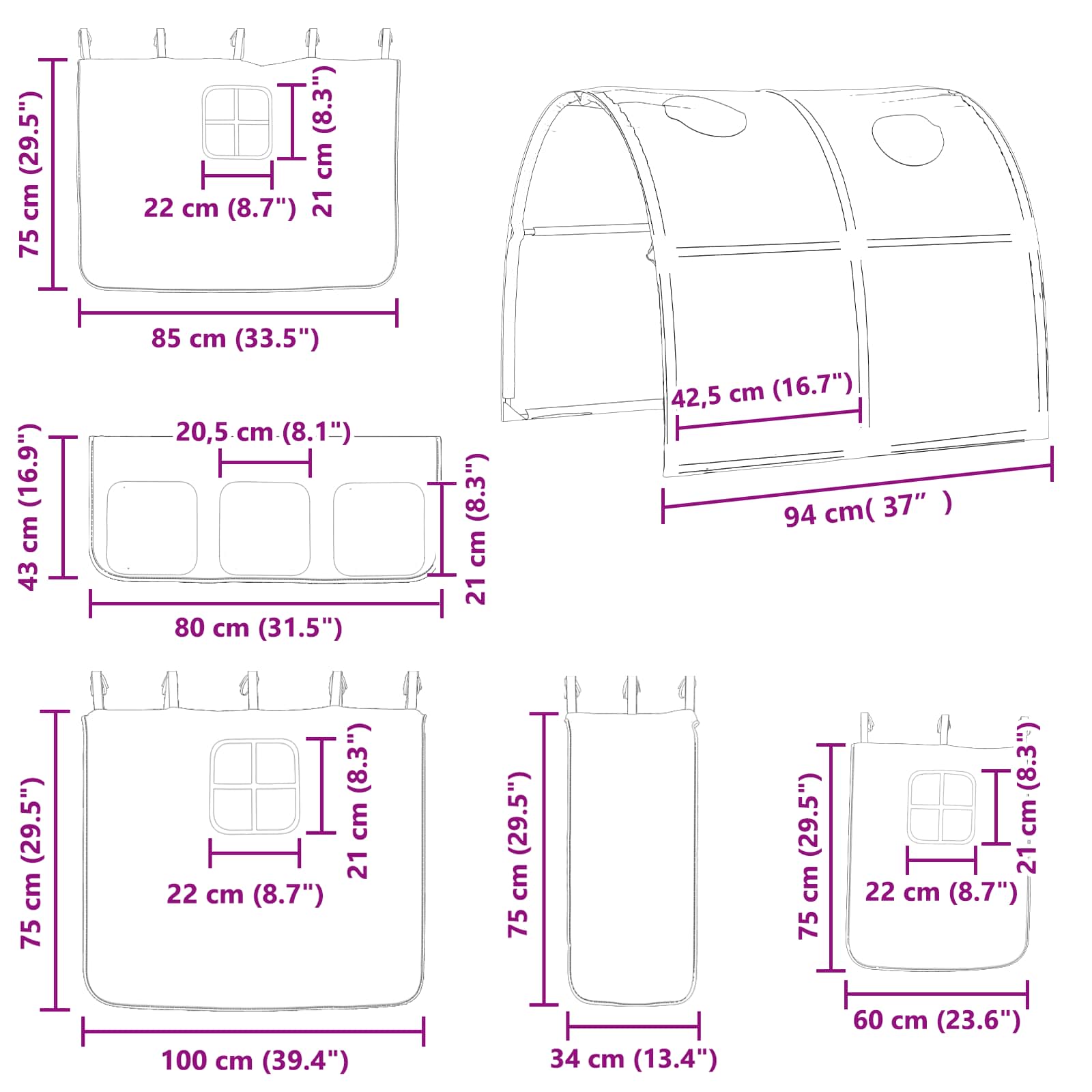 Okvir Krevet za Dječji Loft Crna i Plava 75 x 190 cm Metal