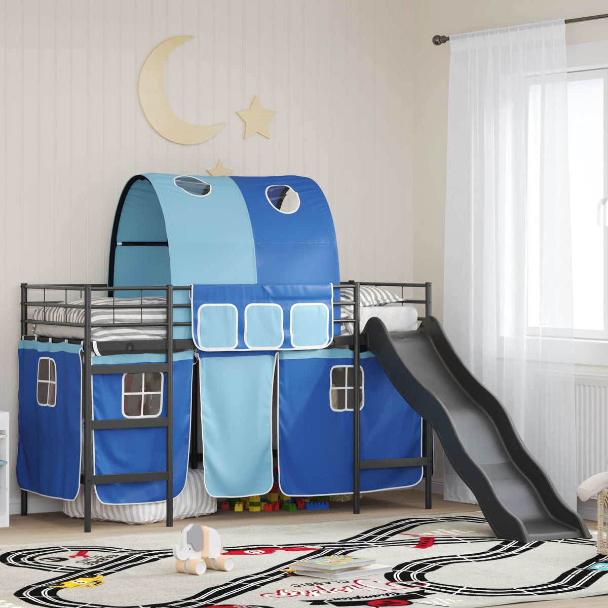 Okvir Krevet za Dječji Loft Crna i Plava 90 x 190 cm Metal