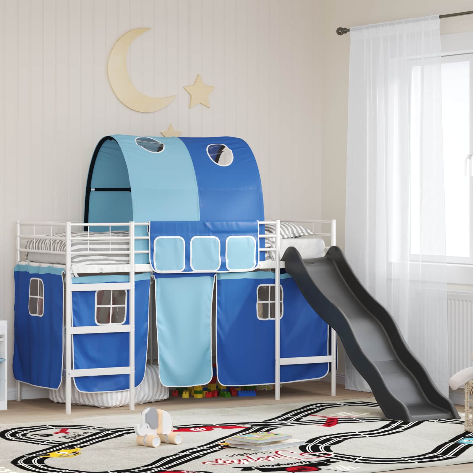 Okvir Krevet za Dječji Loft Bijela i Plava 75 x 190 cm Metal