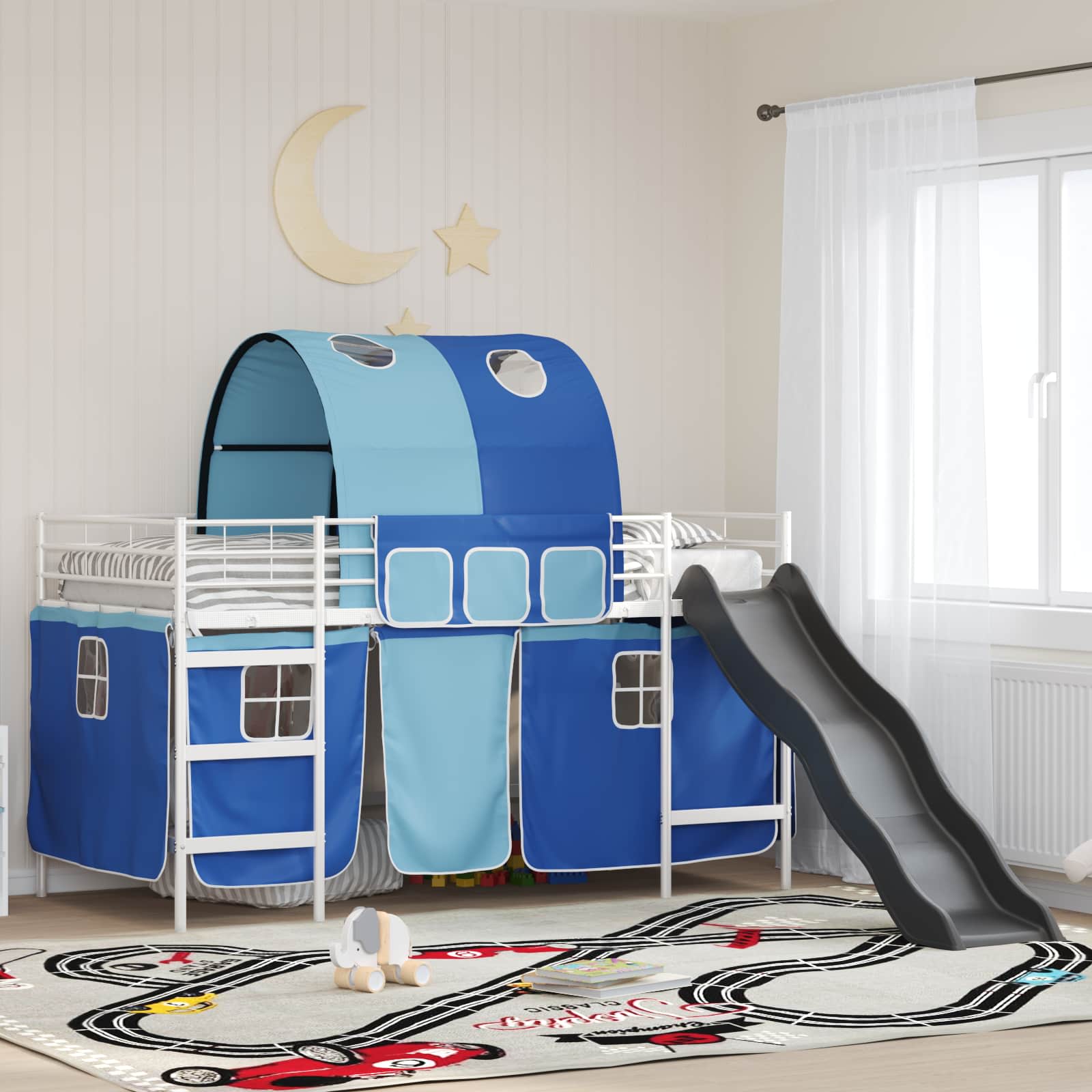 Okvir Krevet za Dječji Loft Bijela i Plava 107 x 203 cm Metal
