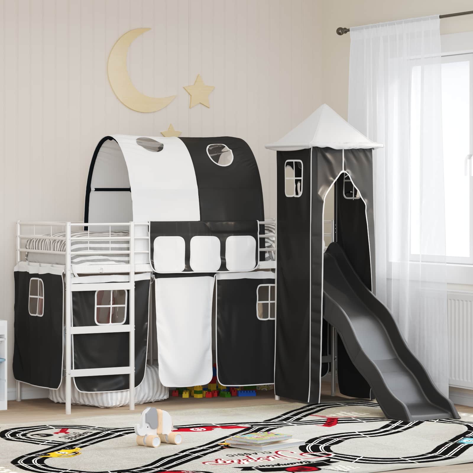 Okvir Krevet za Dječji Loft Bijela i crna 100 x 190 cm Metal