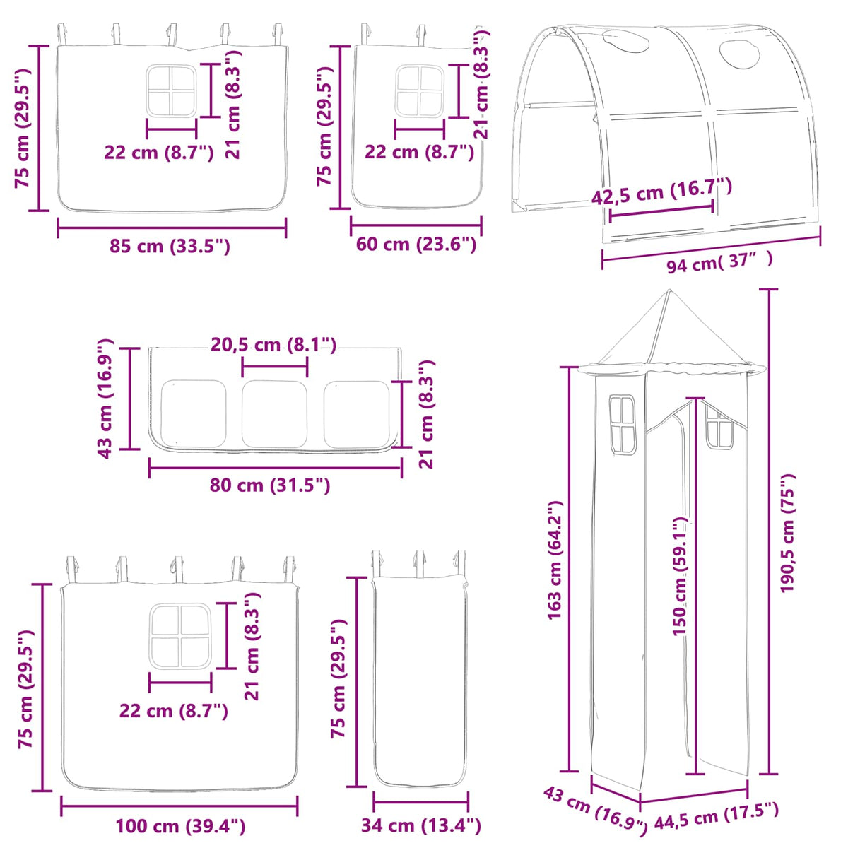 Okvir Krevet za Dječji Loft Bijela i roza 75 x 190 cm Metal