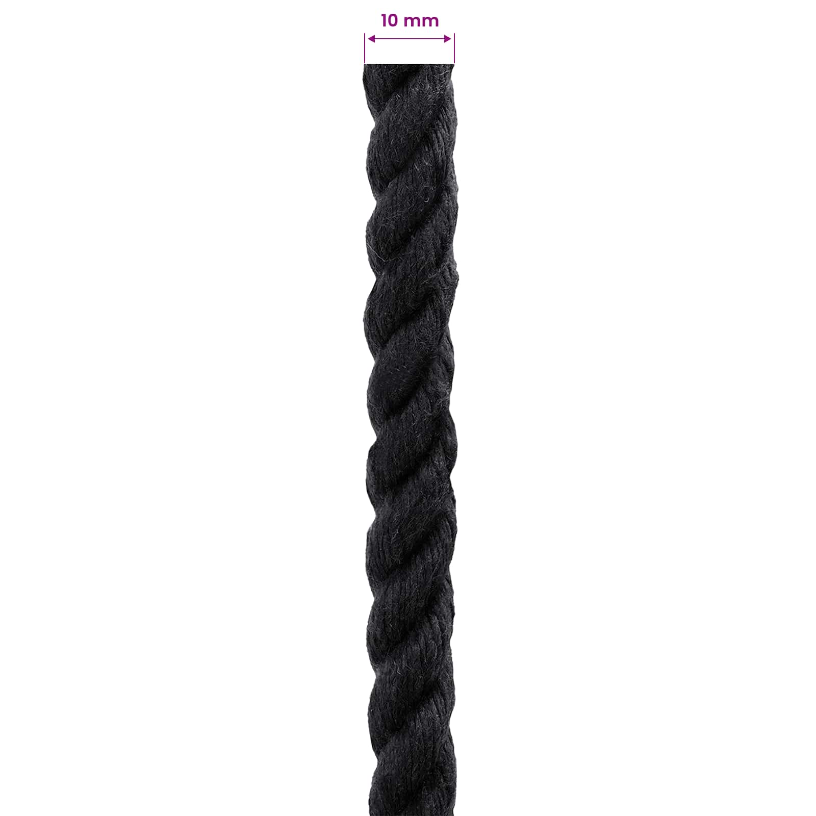 Konop Crna 1 x 1 x 2500 cm Pamuk