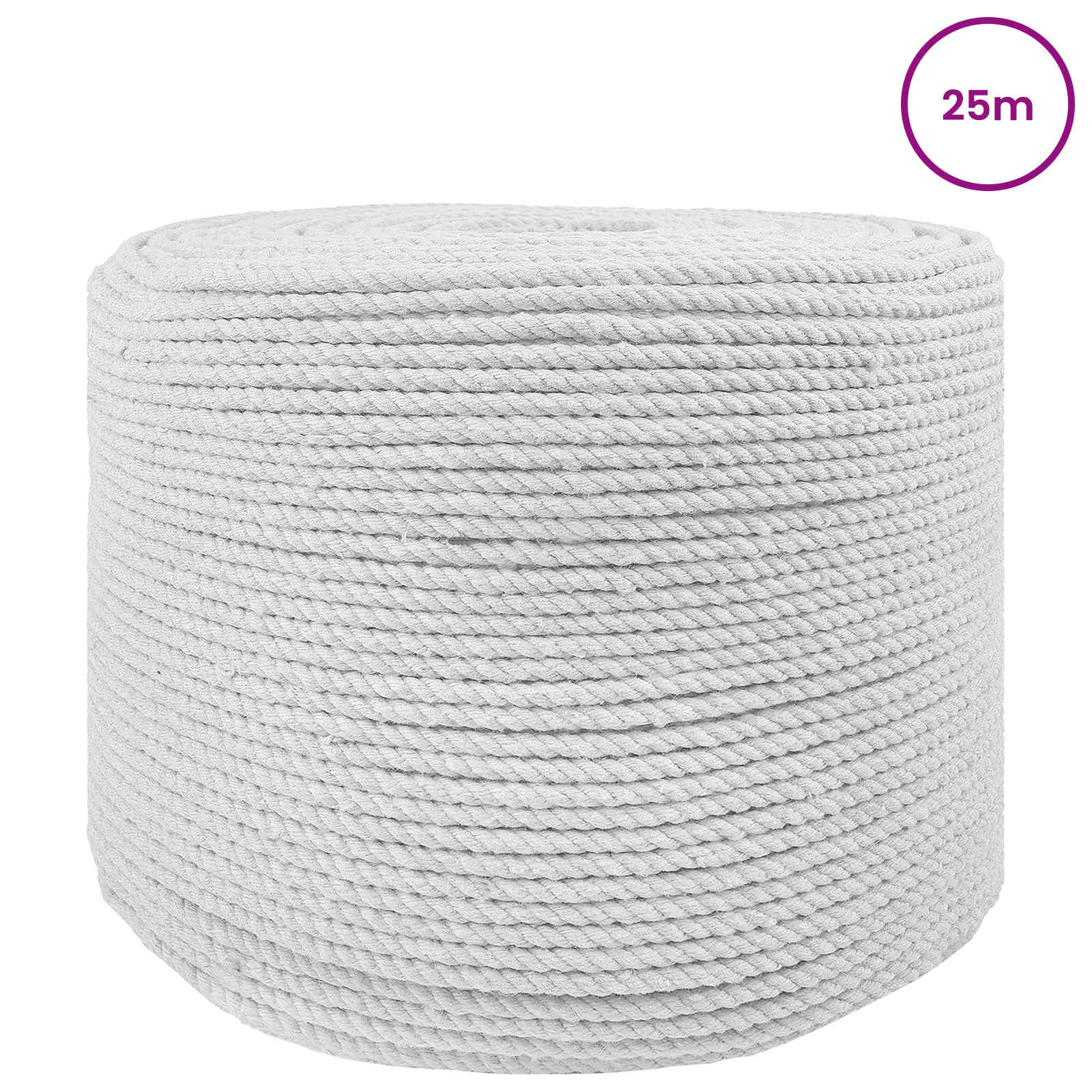 Konop Bijelo 0,6 x 0,6 x 2500 cm Pamuk