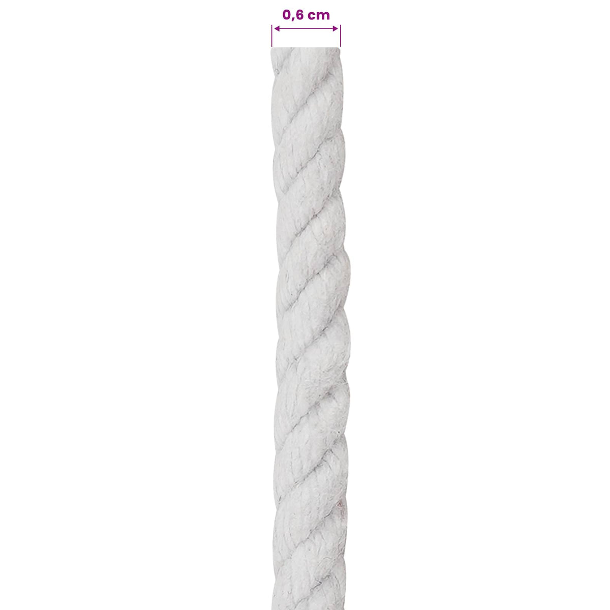 Konop Bijelo 0,6 x 0,6 x 10000 cm Pamuk