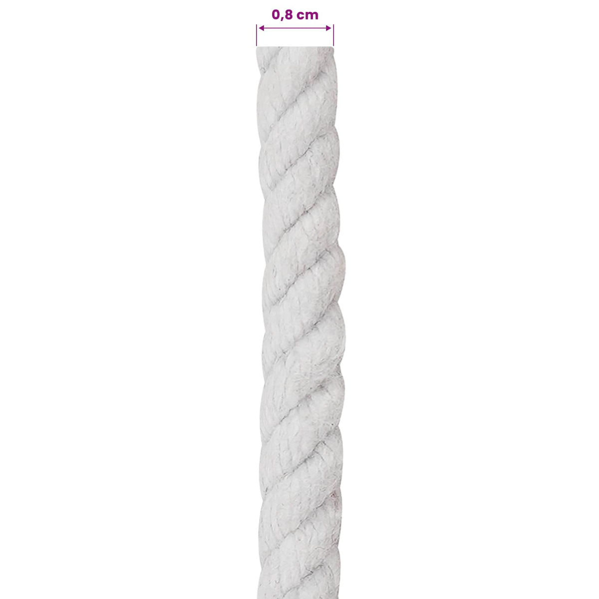 Konop Bijelo 0,8 x 0,8 x 2500 cm Pamuk