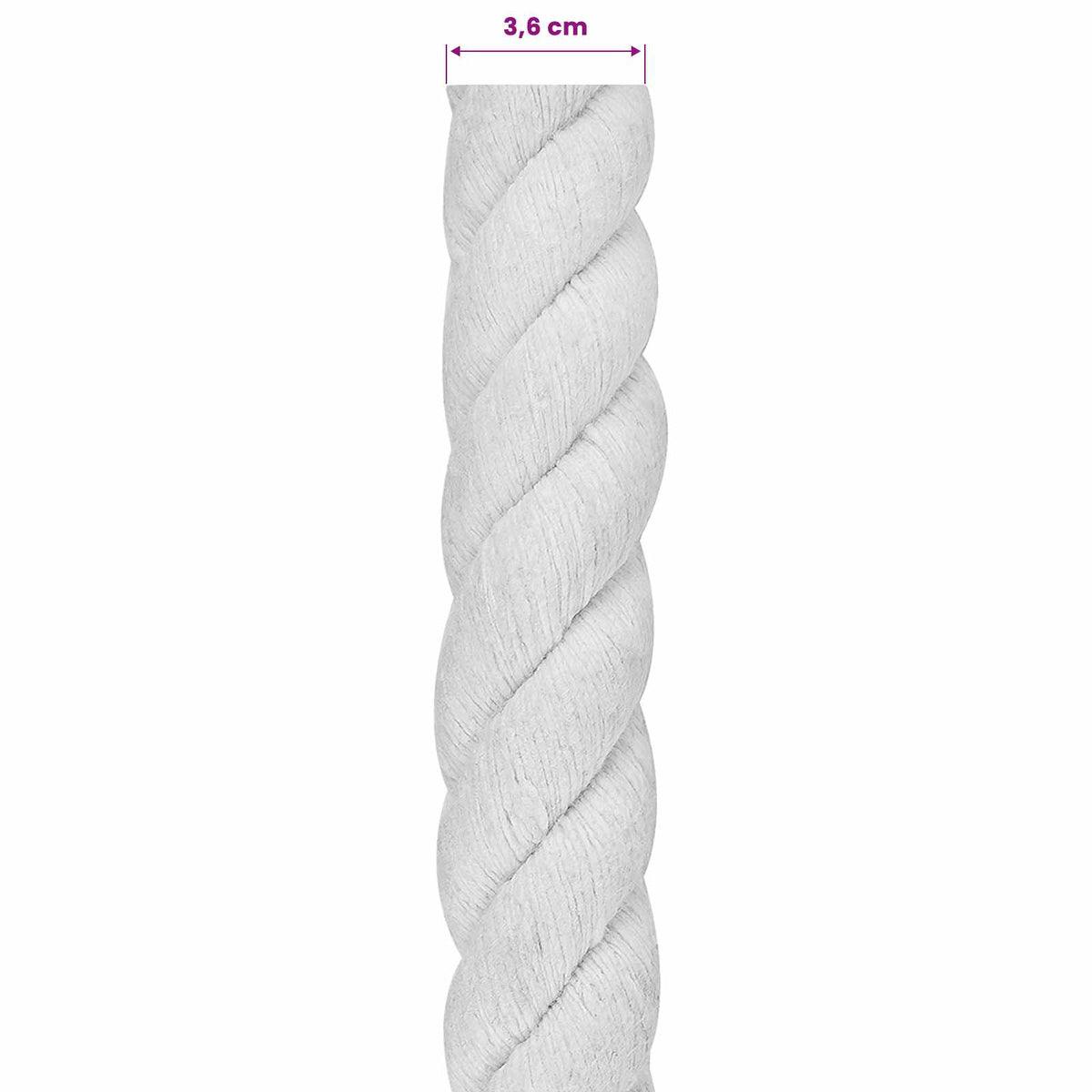 Konop Bijelo 3,6 x 3,6 x 1000 cm Pamuk