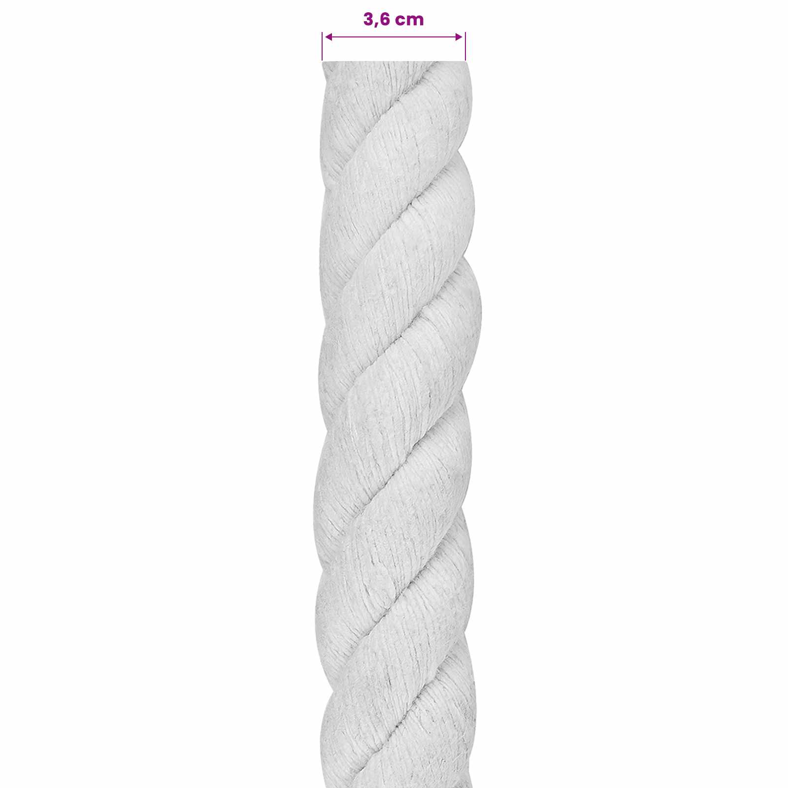 Konop Bijelo 3,6 x 3,6 x 2500 cm Pamuk