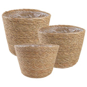 Košare za biljke od morske trave 3 pcs Prirodna Ø26 x 19 cm
