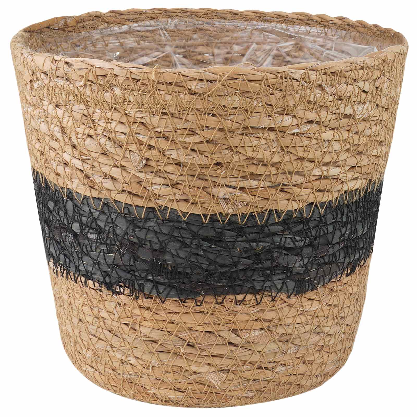 Košare za biljke od morske trave 3 pcs Prirodna i crna