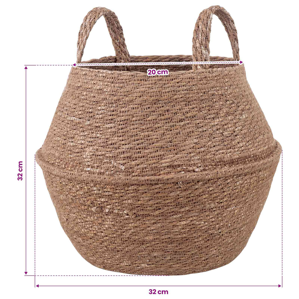Saksija za biljke s ručkama 2 pcs Prirodna Ø 32 x 32 cm