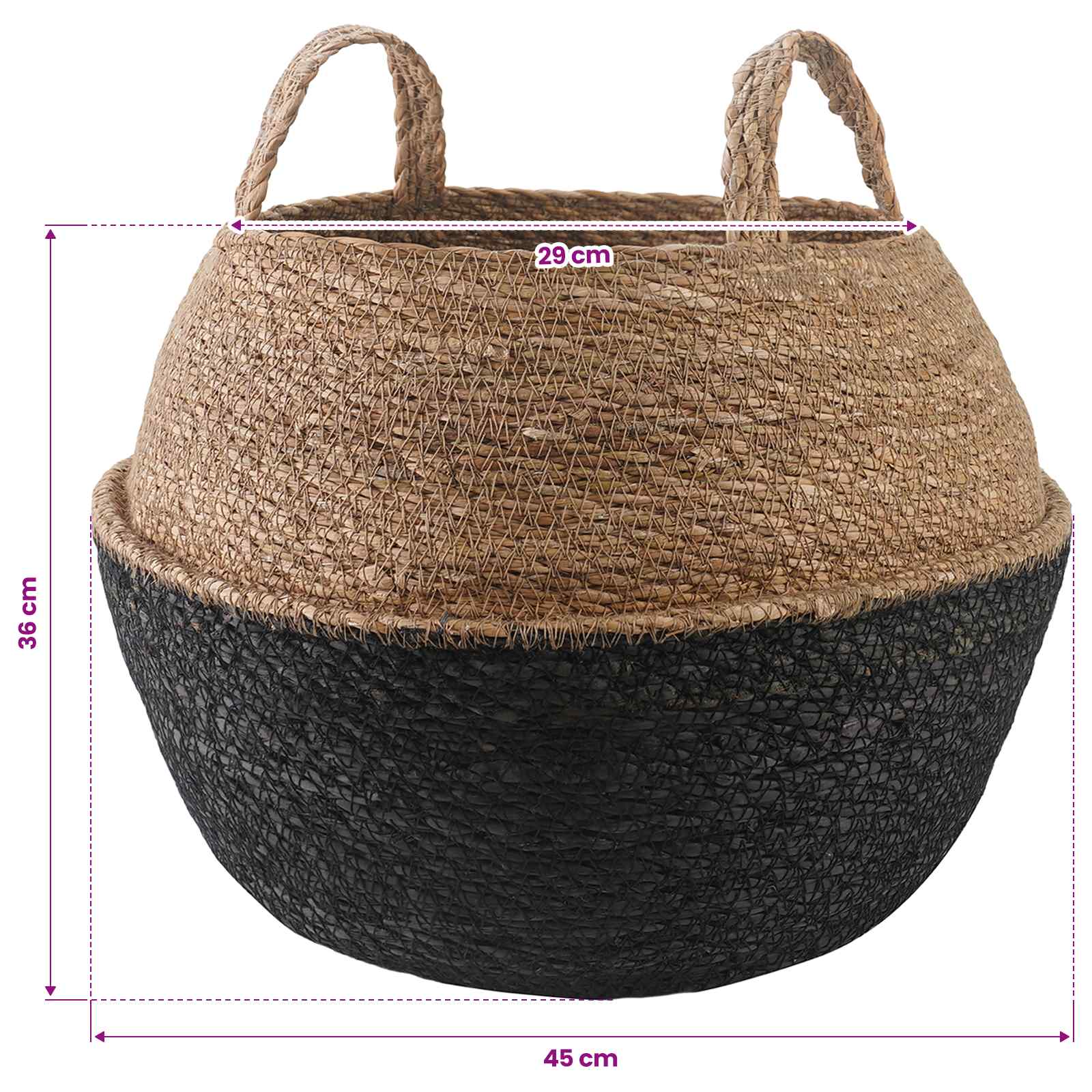 Saksija za biljke s ručkama 2 pcs Crna Ø 45 x 36 cm