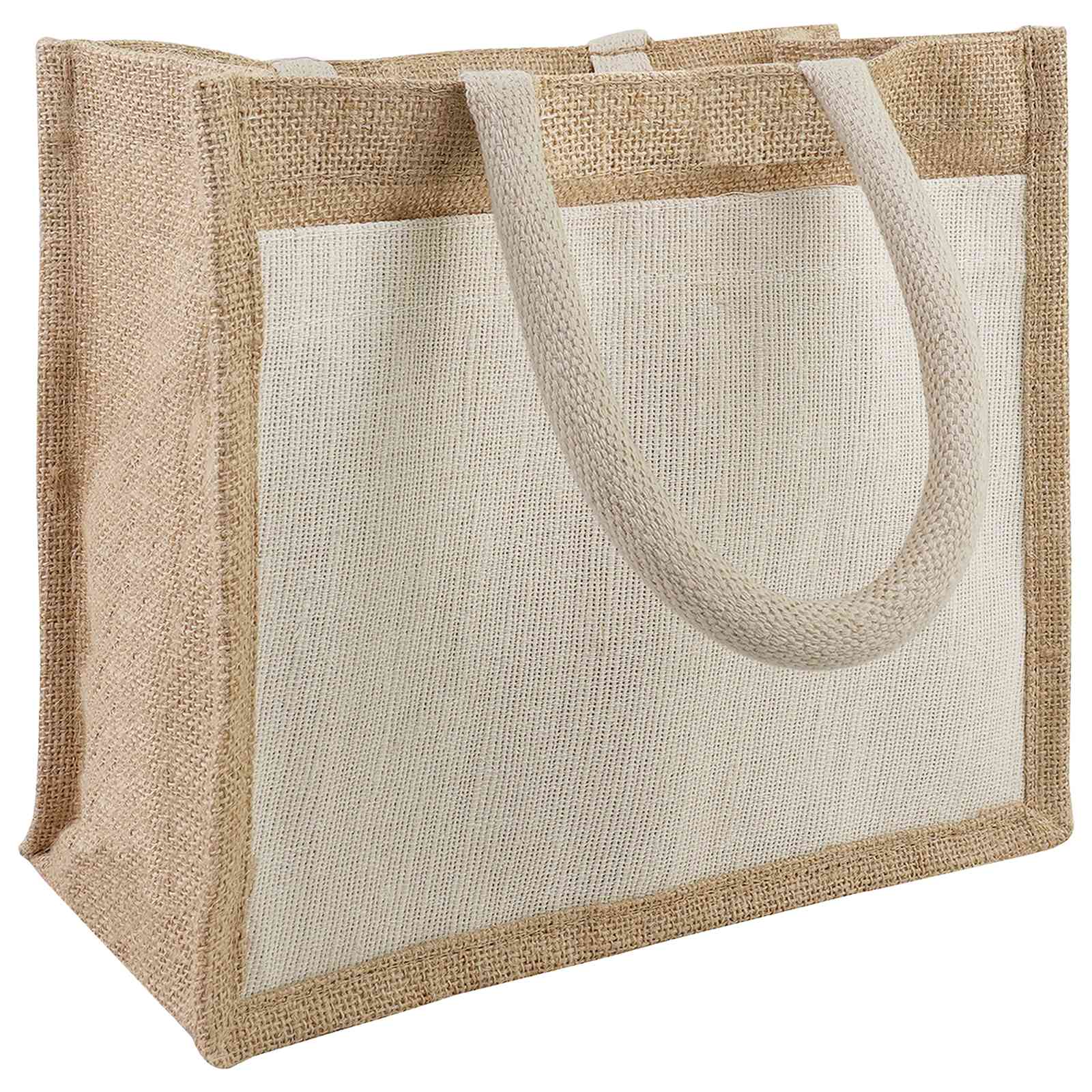 Torbe od jute s džepom 5 Prirodna i bijela 26 x 22 x 14 cm