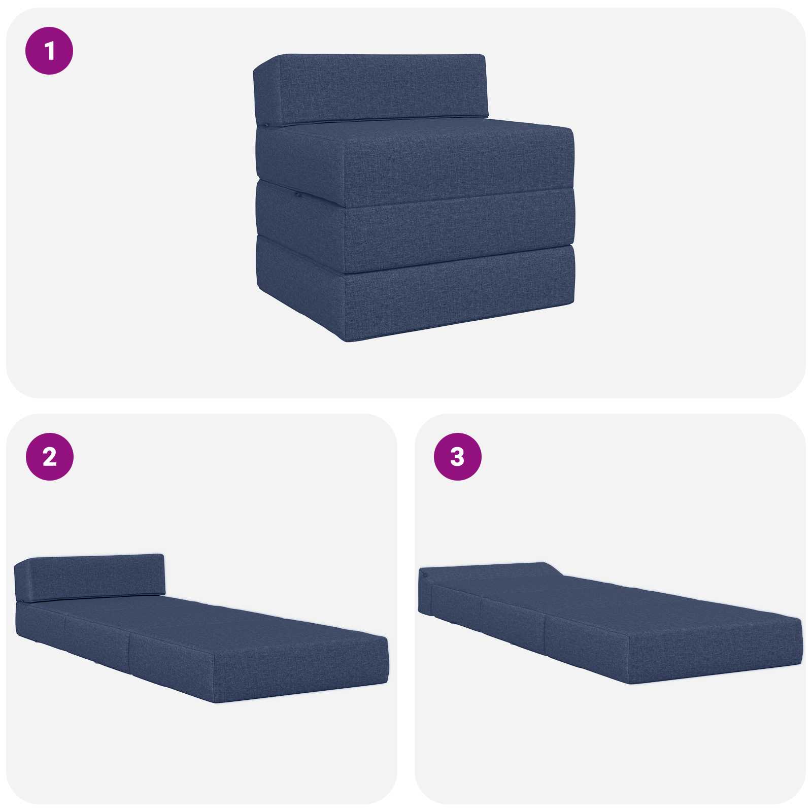 Sofa na razvlačenje Plava 200 x 70 x 15 cm Tkanina