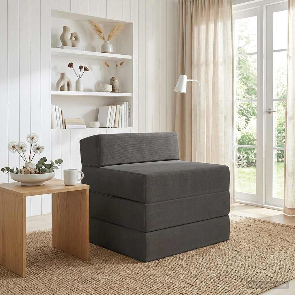 Sofa na razvlačenje Tamnosiva 200 x 70 x 15 cm Kordura tekstil