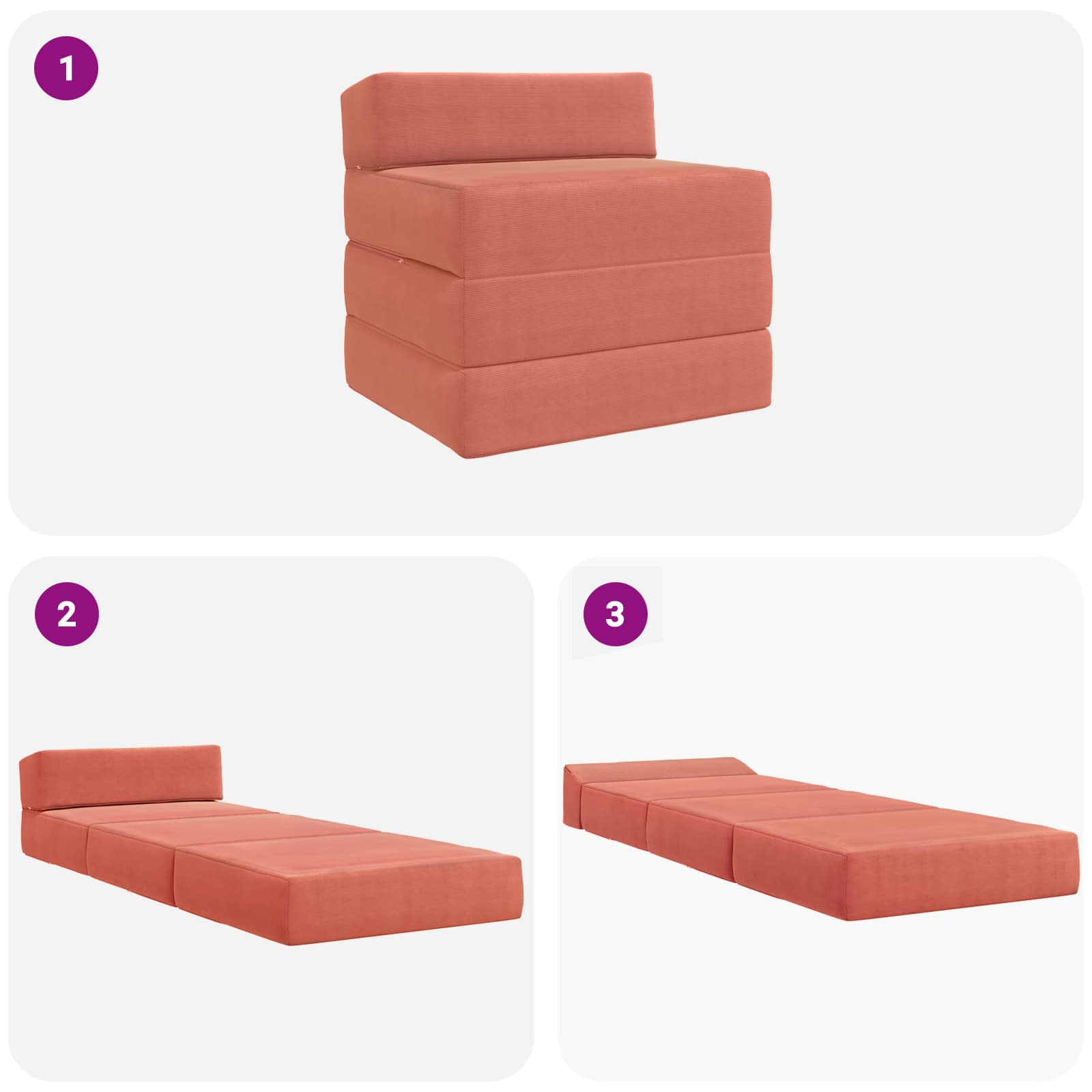 Sofa na razvlačenje Crvena narančasta 200 x 70 x 15 cm