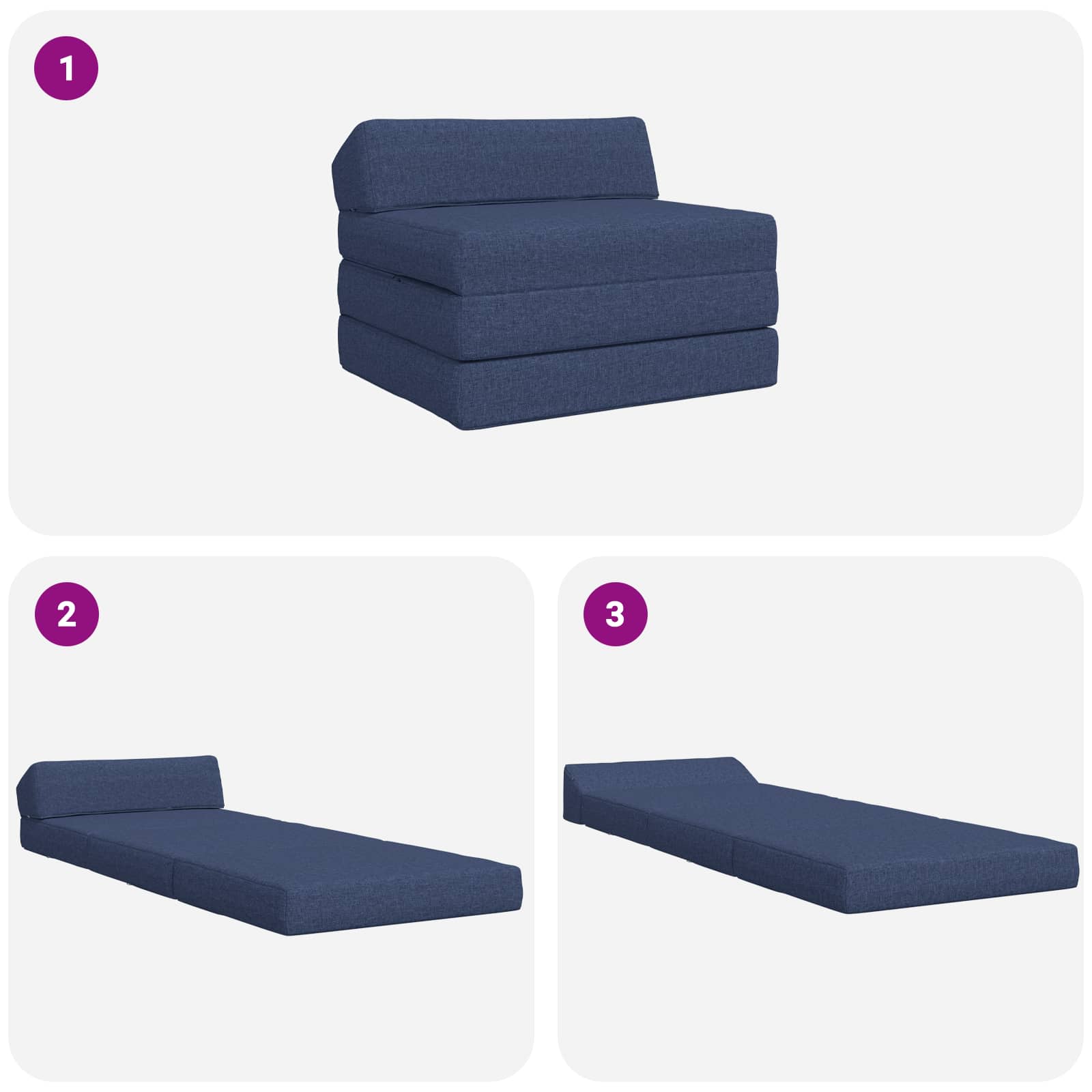 Sofa na razvlačenje Plava 200 x 70 x 10 cm Tkanina