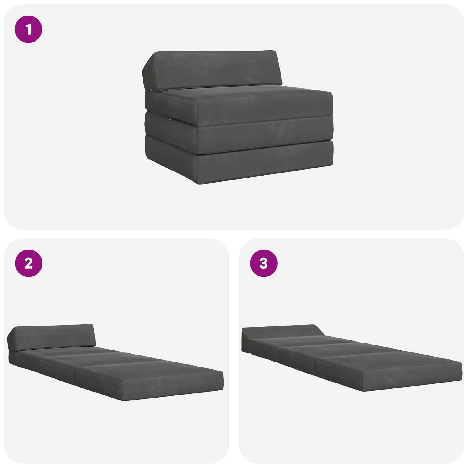 Sofa na razvlačenje Tamnosiva 200 x 70 x 10 cm Baršun