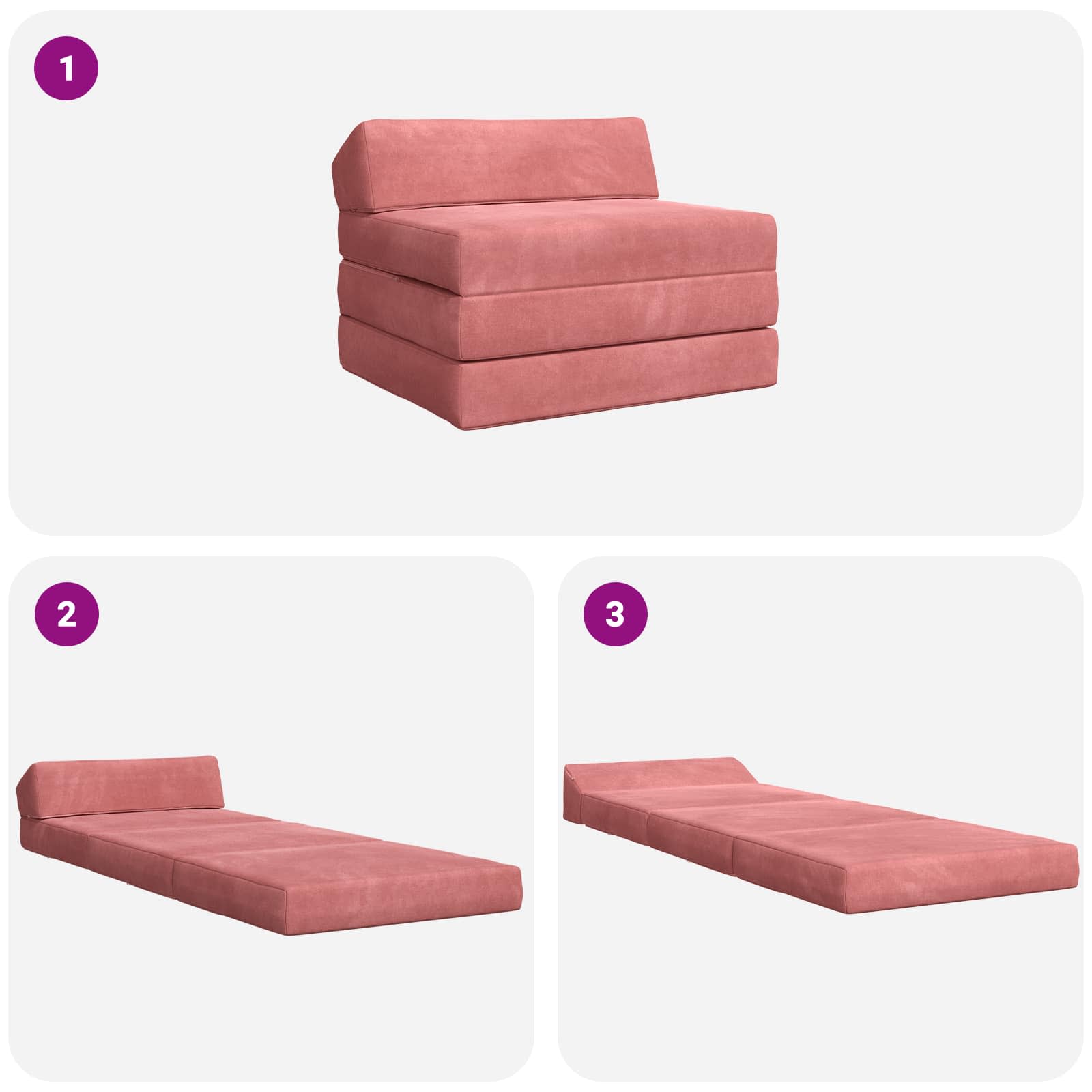Sofa na razvlačenje Ružičasta 200 x 70 x 10 cm Baršun