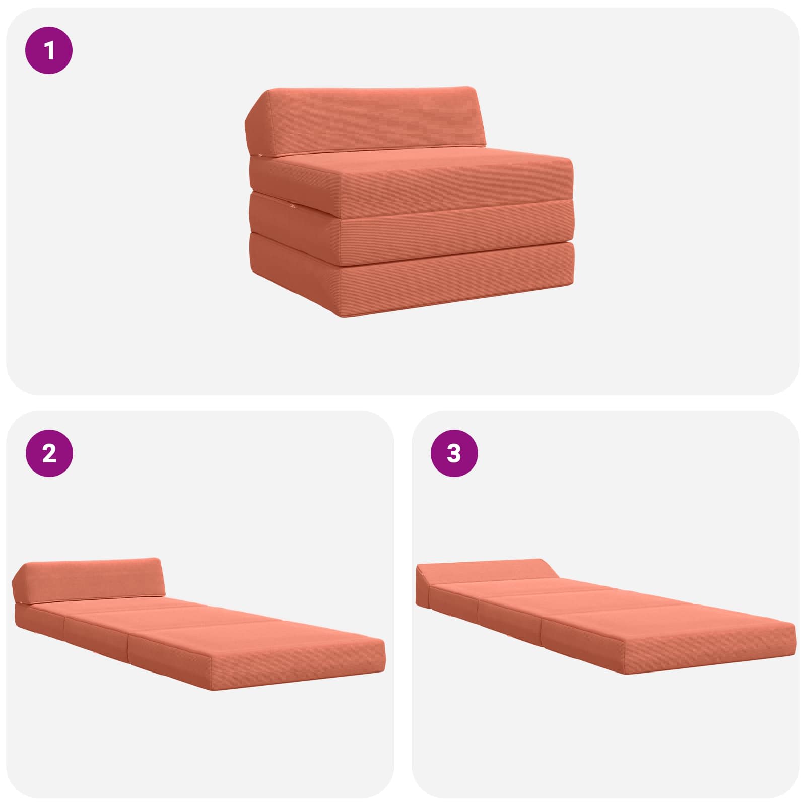 Sofa na razvlačenje Crvena narančasta 200 x 70 x 10 cm