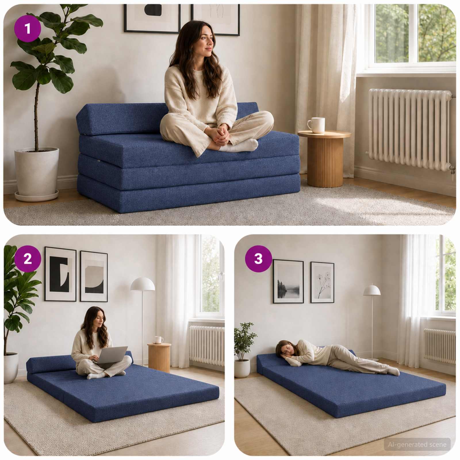 Sofa na razvlačenje Plava 120 x 60 x 49 cm Tkanina