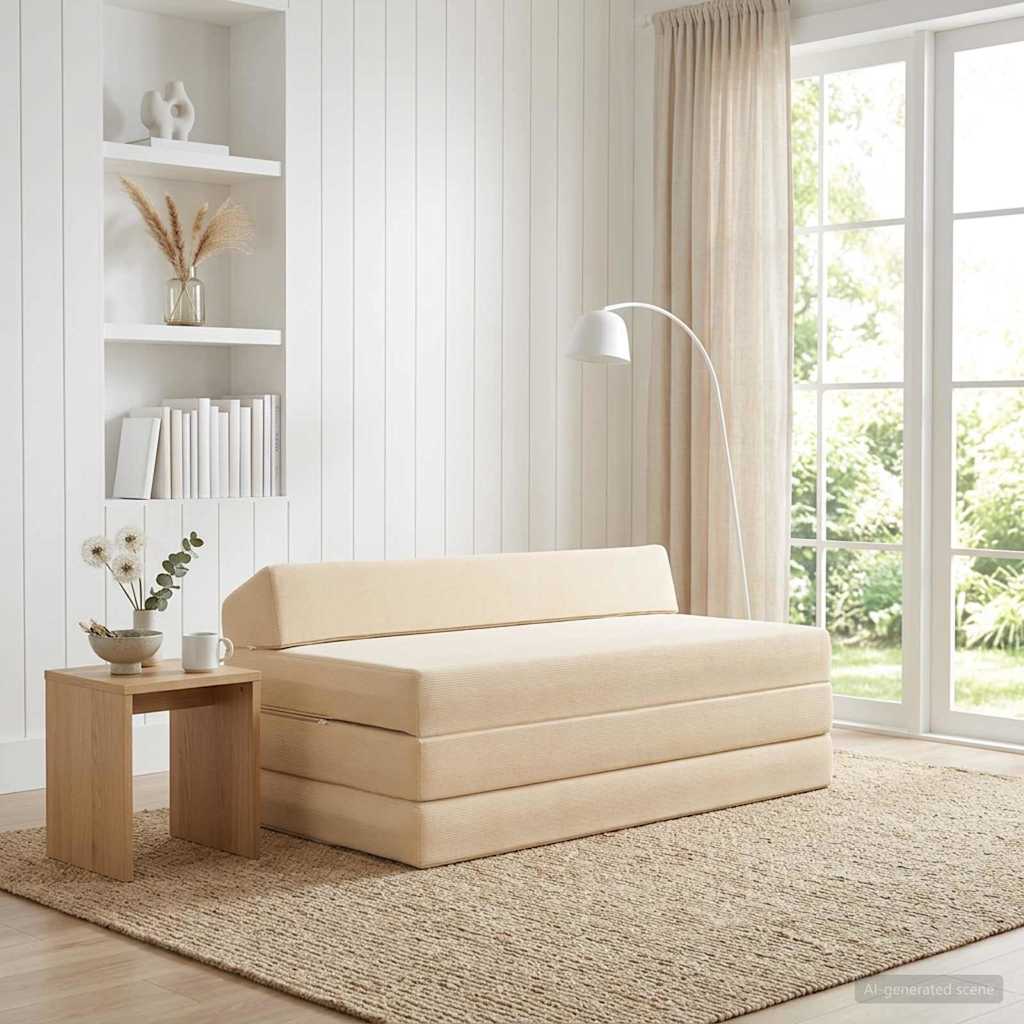 Sofa na razvlačenje Krem 120 x 60 x 49 cm Tkanina