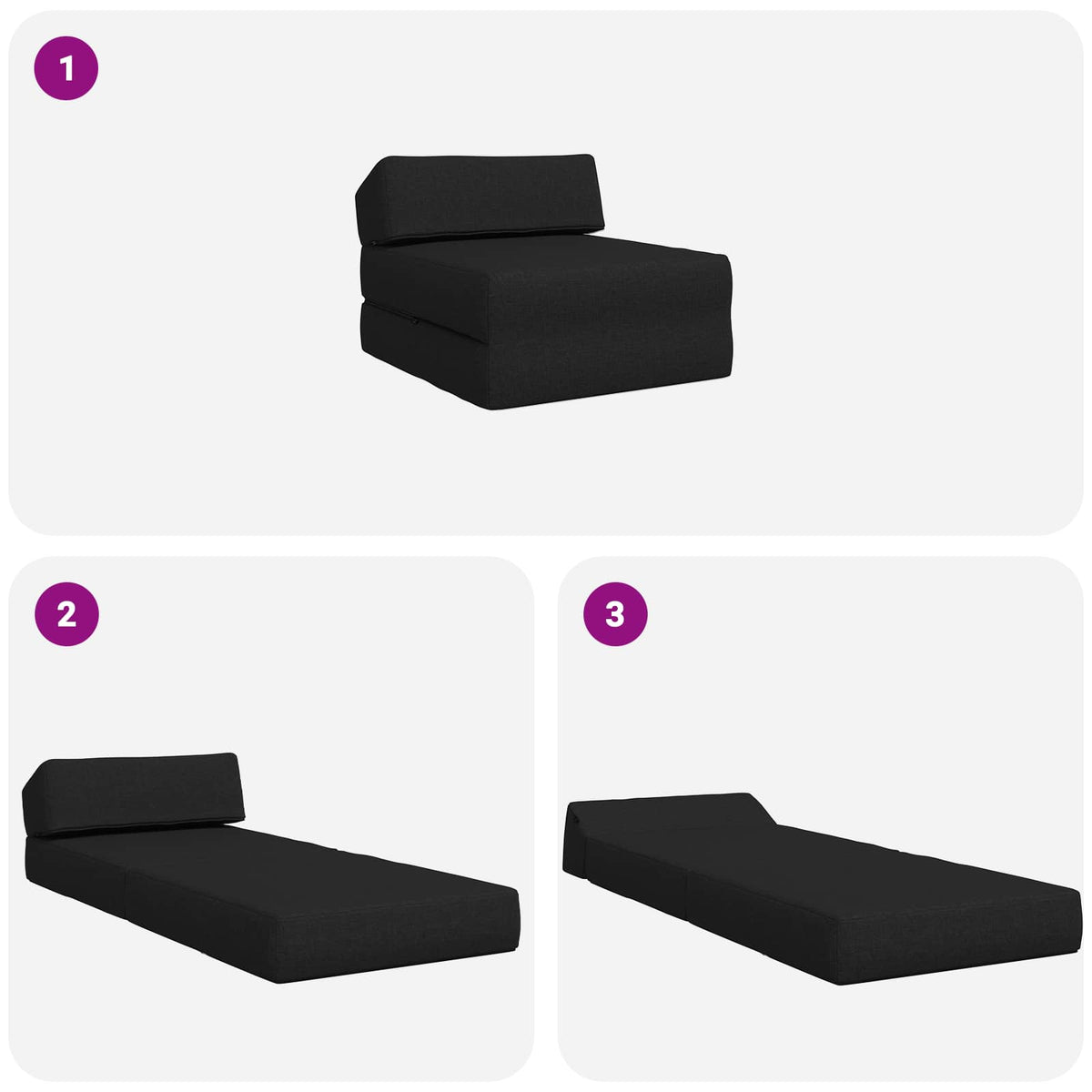 Sofa na razvlačenje Crna 60 x 70 x 41 cm Tkanina
