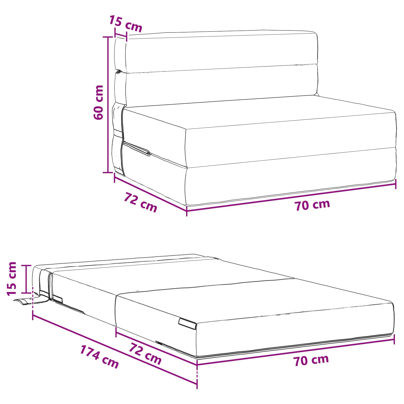 Sofa na razvlačenje Sivosmeđa 70 x 72 x 60 cm Tkanina