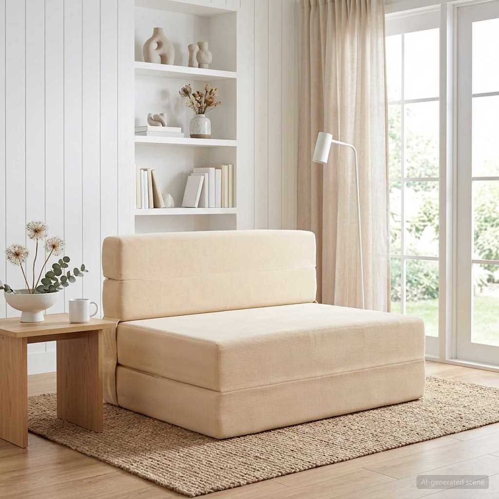 Sofa na razvlačenje Krem 70 x 72 x 60 cm Tkanina