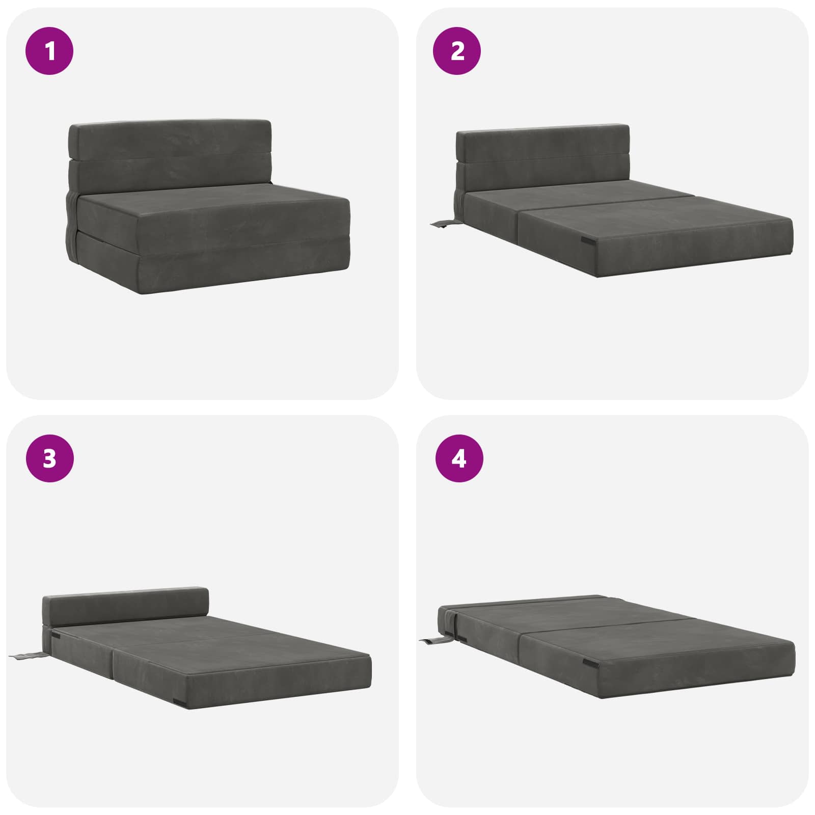 Sofa na razvlačenje Tamnosiva 70 x 80 x 60 cm Tkanina