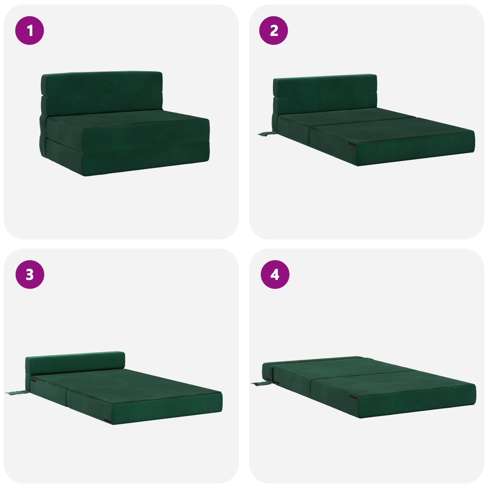 Preklopni madrac za sofu Tamnozelena 70 x 80 x 60 cm Tkanina