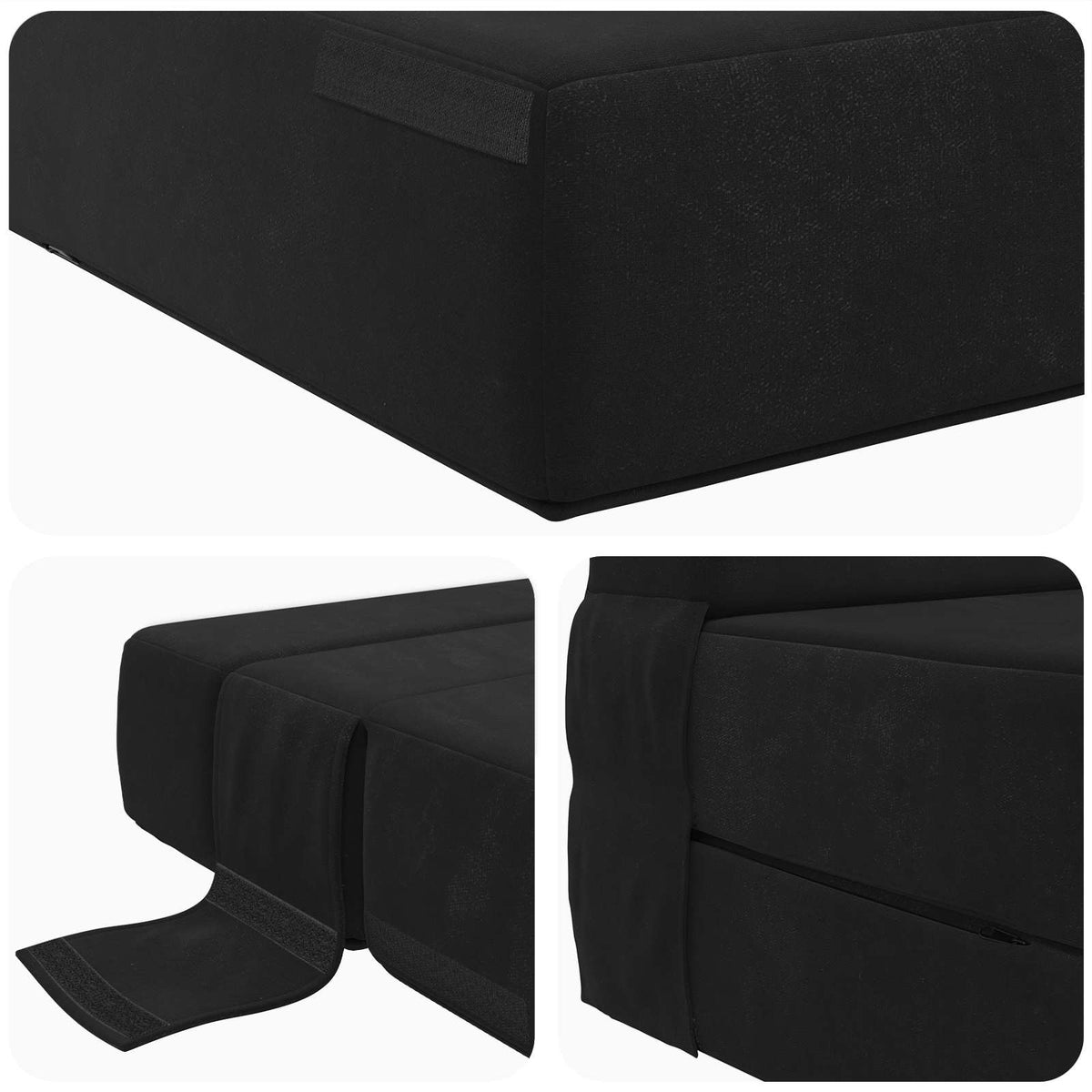 Preklopni madrac za sofu Crna 70 x 80 x 60 cm Tkanina