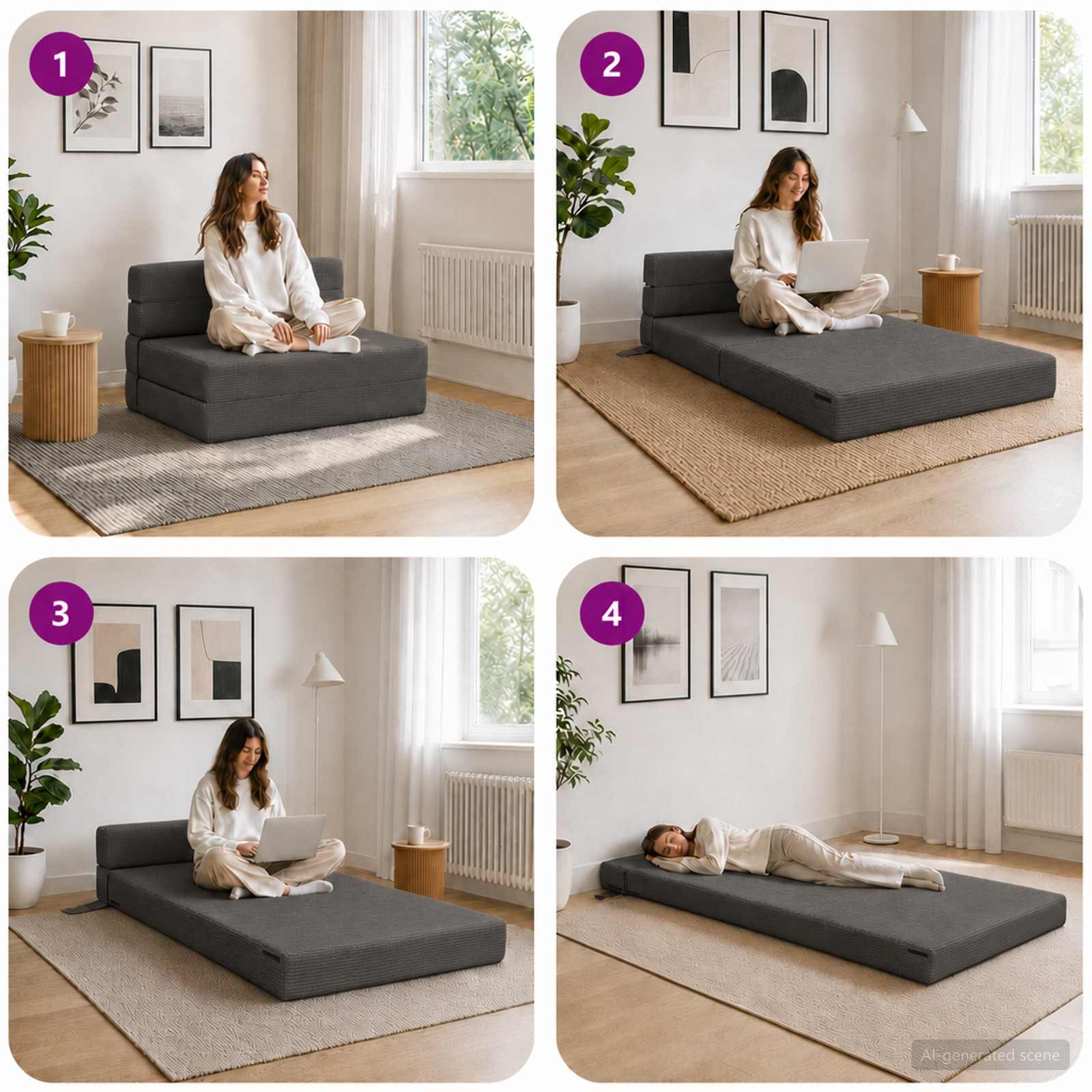 Sofa na razvlačenje Tamnosiva 70 x 80 x 60 cm Tkanina