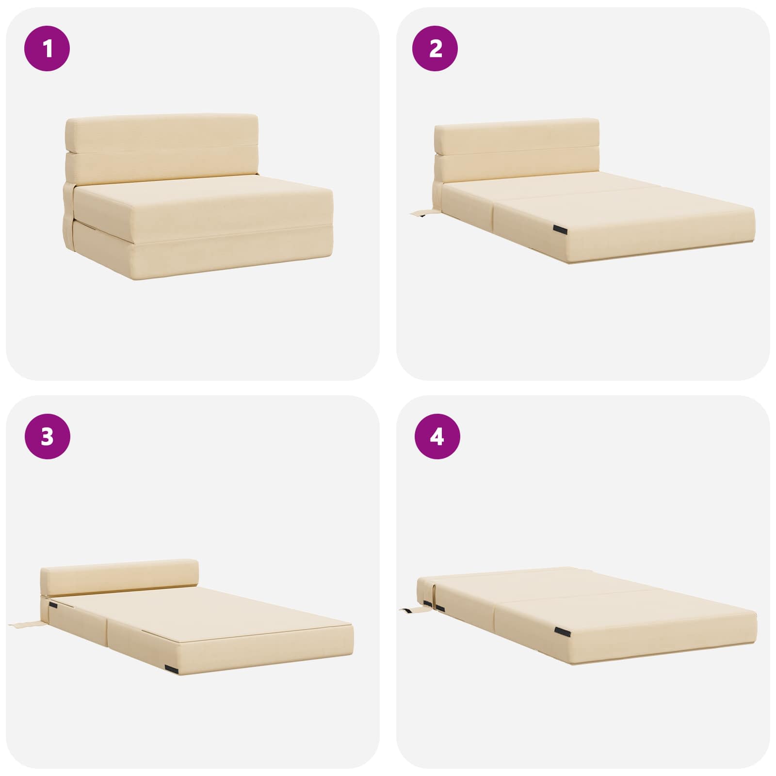 Preklopni madrac za sofu Krem 70 x 80 x 60 cm Tkanina