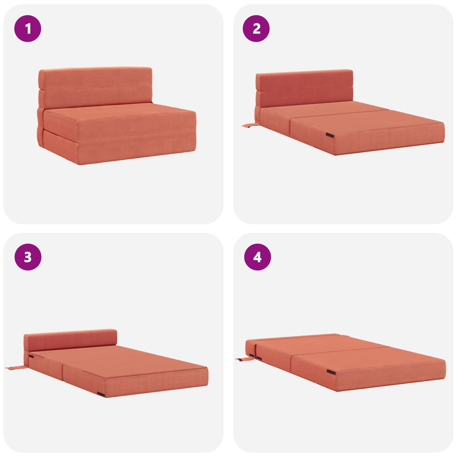 Preklopni madrac za sofu Crvena narančasta 70 x 80 x 60 cm