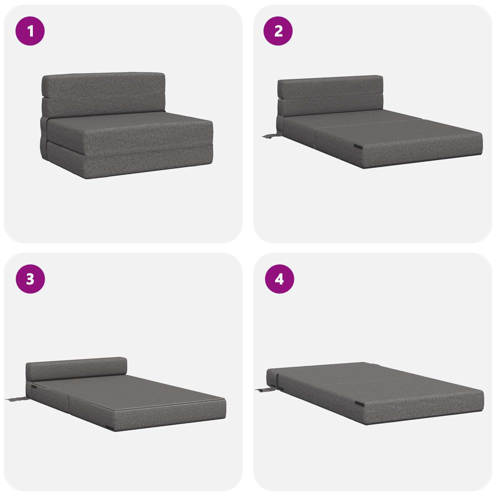 Preklopni madrac za sofu Svjetlosiva 100 x 80 x 60 cm Tkanina