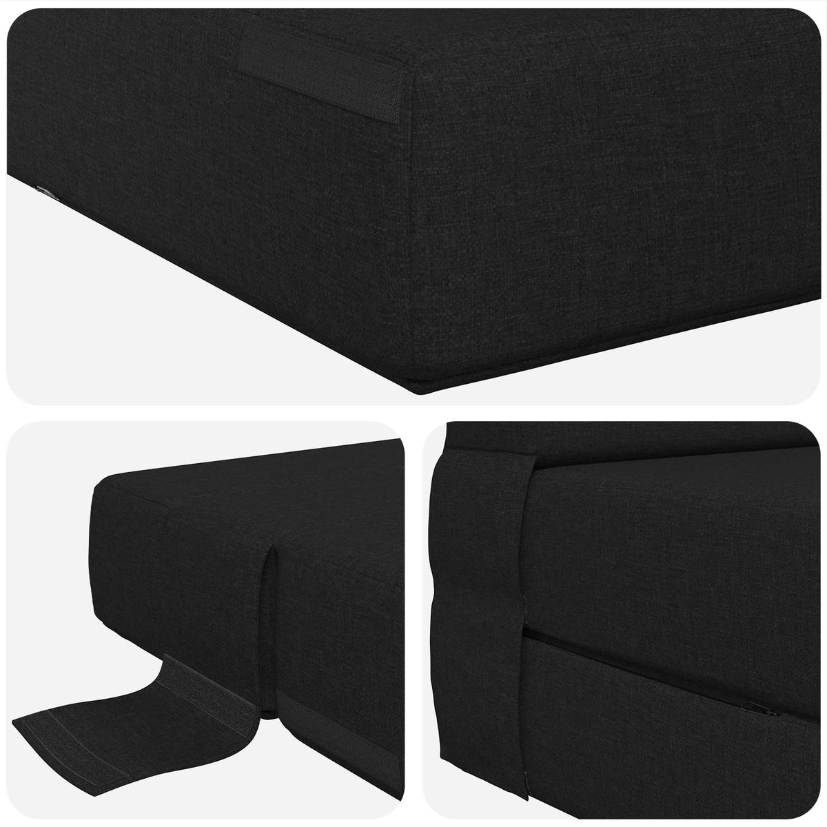 Preklopni madrac za sofu Crna 100 x 80 x 60 cm Tkanina