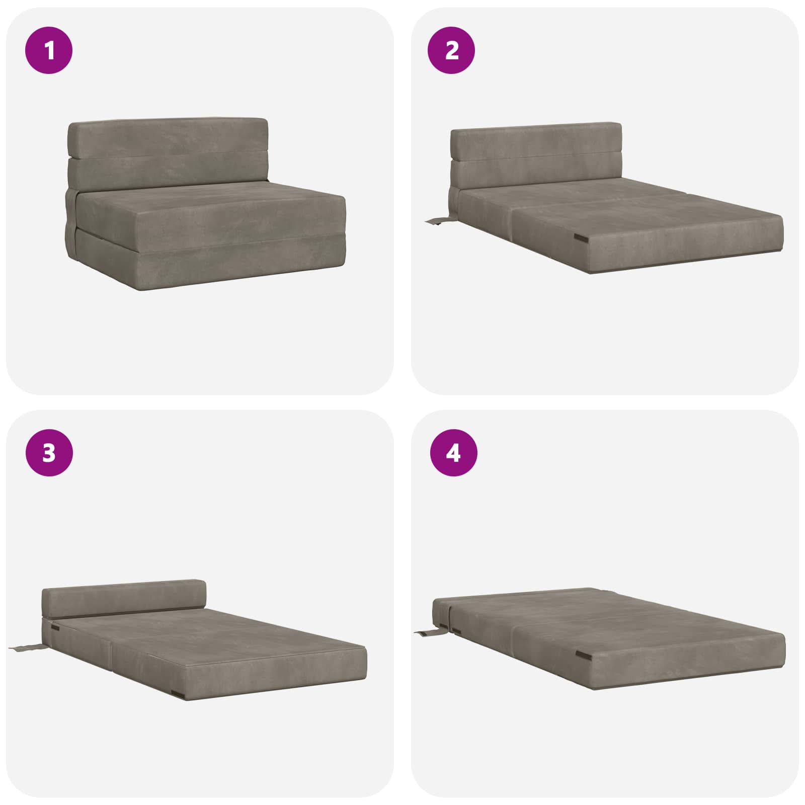 Preklopni madrac za sofu Svjetlosiva 100 x 80 x 60 cm Tkanina