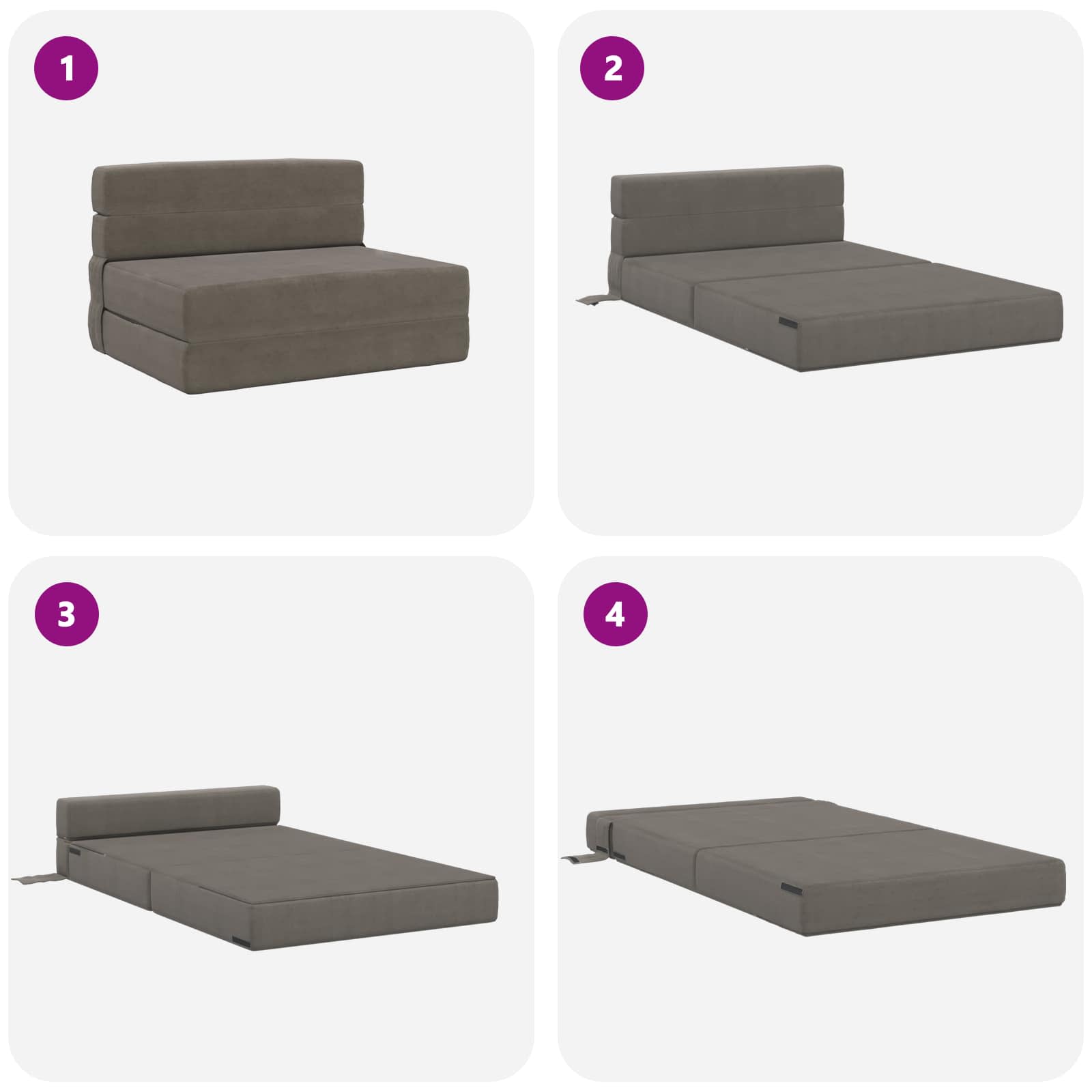Preklopni madrac za sofu Svjetlosiva 100 x 80 x 60 cm Tkanina